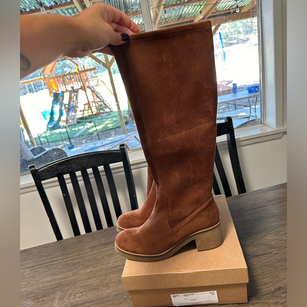 Anthropologie brown suede boots